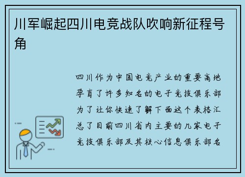 川军崛起四川电竞战队吹响新征程号角
